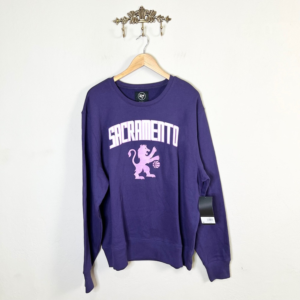 Sacramento Kings City Edition 47 Brand Sweatshirt Men Size XXL Purple New NBA